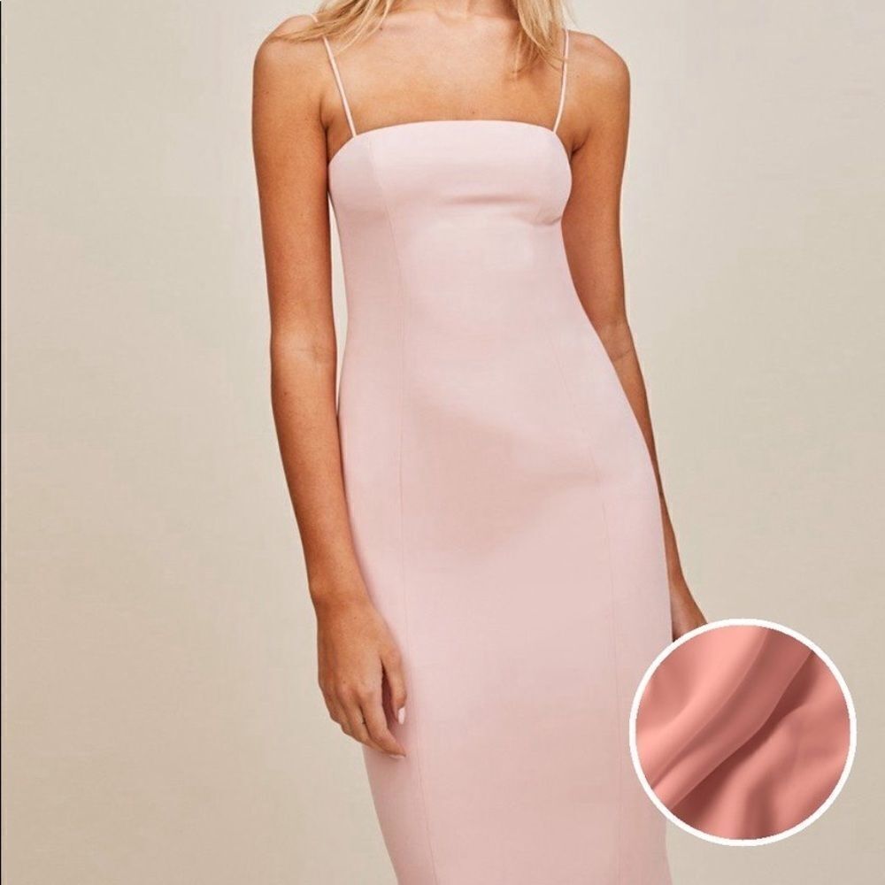 Fame and Partners Minimalist Shift Dress in Light Nude
